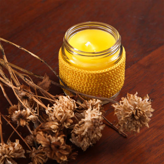 Frangipani Crochet Candle