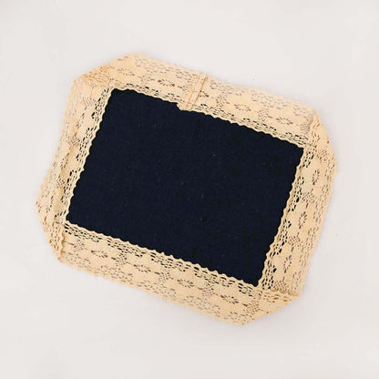 Navy Handloom & Lace Place Mat