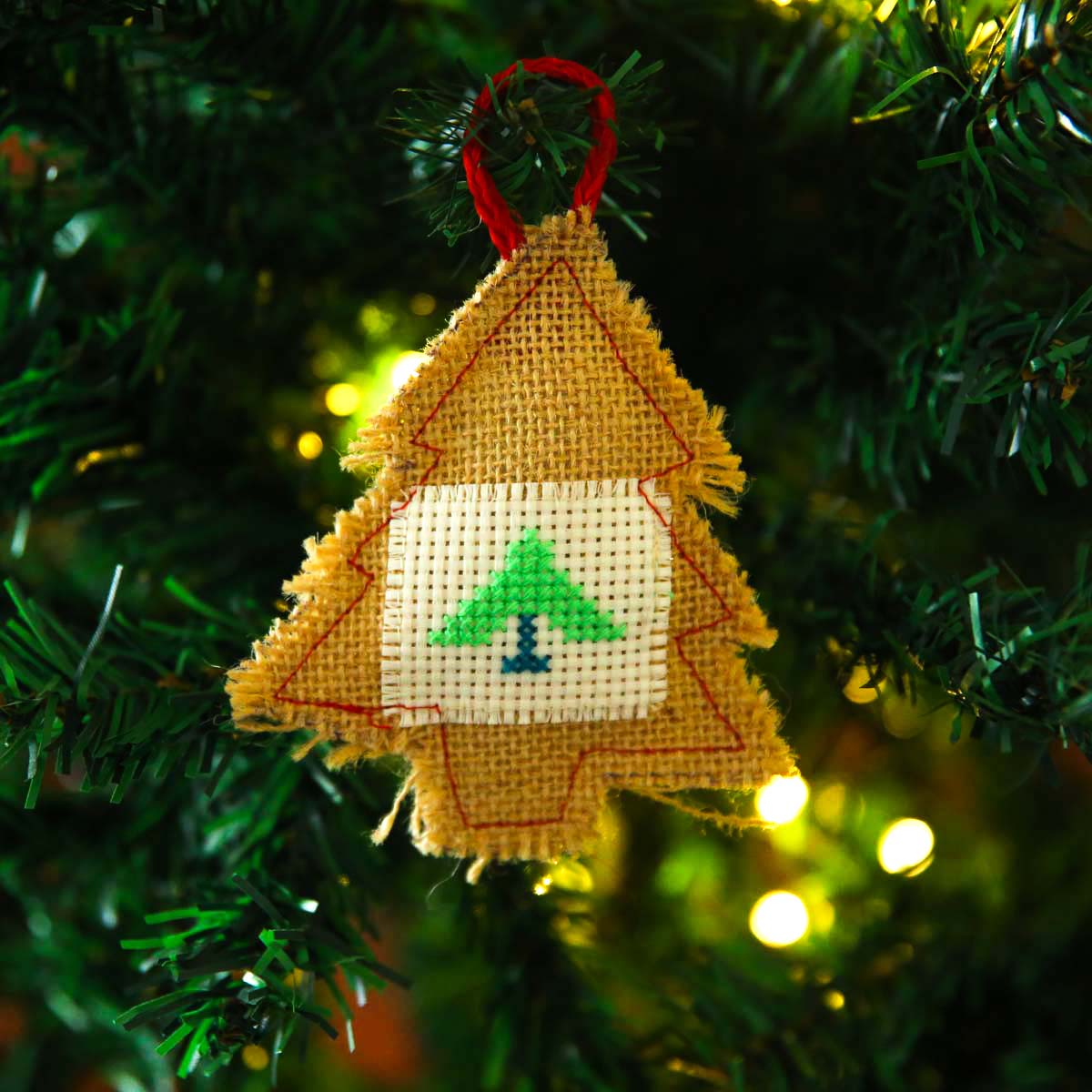 Burlap Christmas Tree Ornament