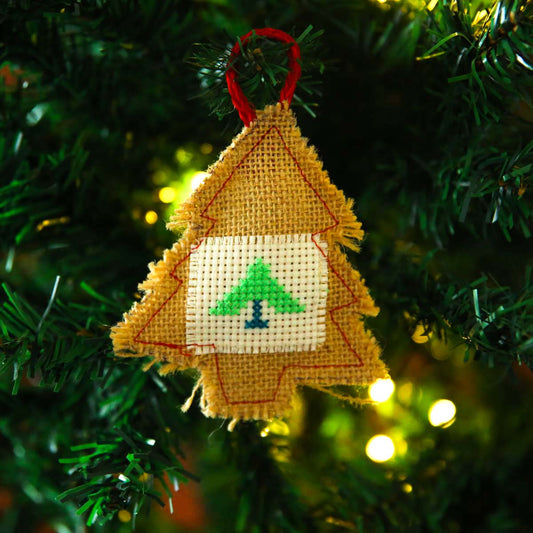 Burlap Christmas Tree Ornament