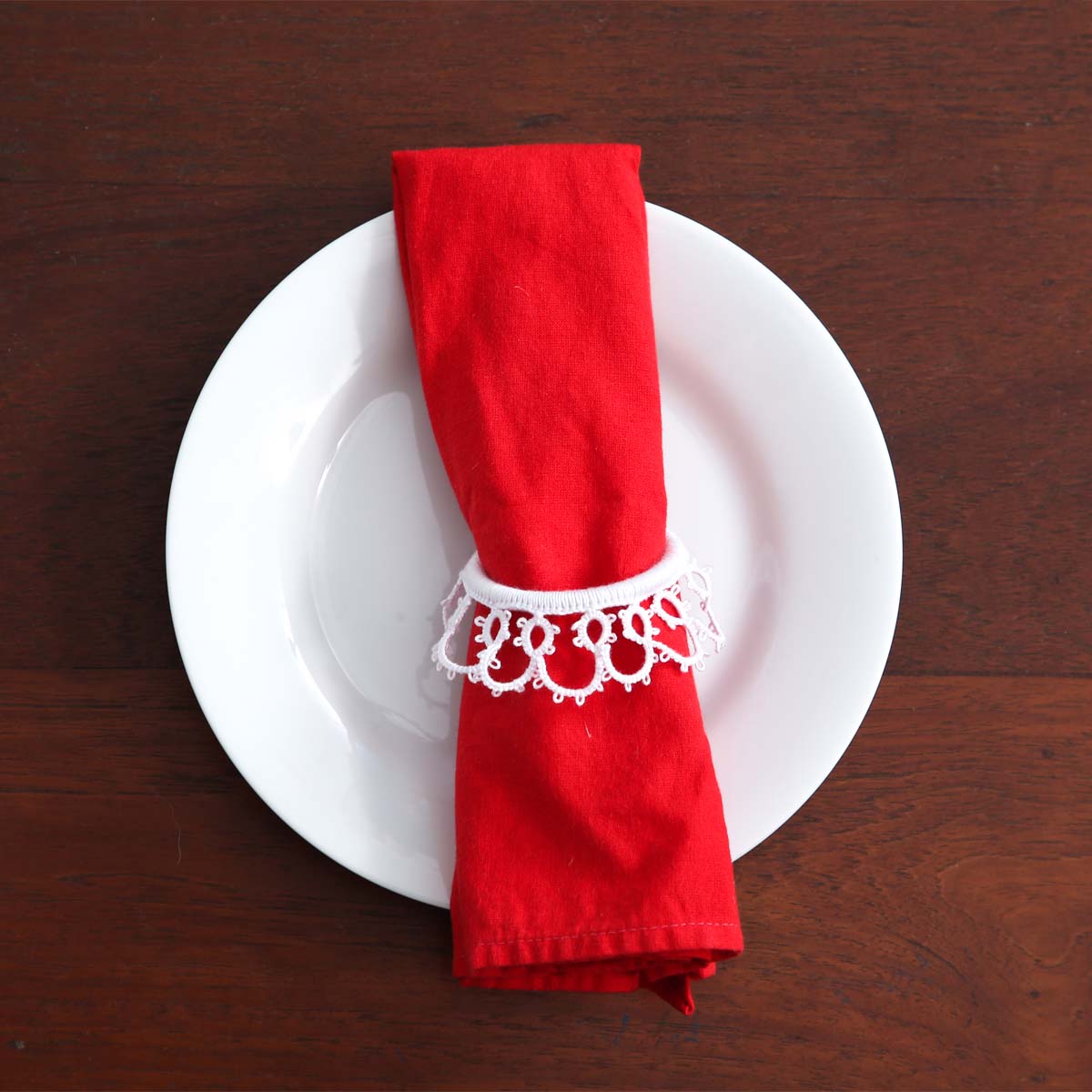 Crystal Tatted Napkin Ring Set