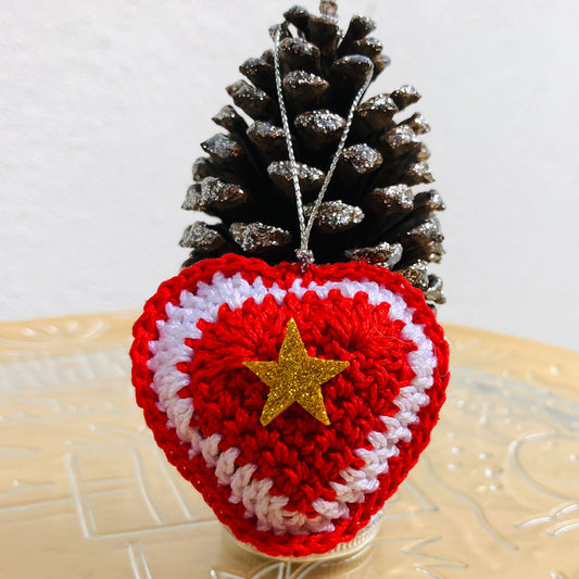 Red Crochet Heart Ornament