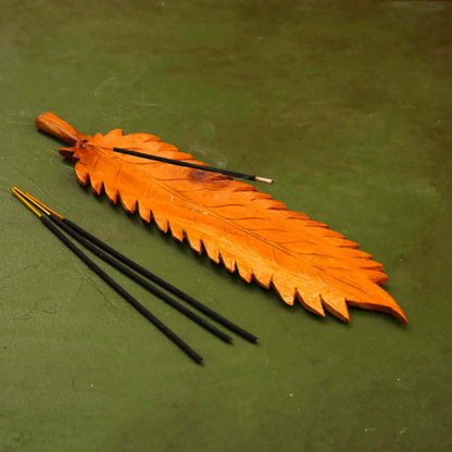 Wooden Leaf Incense Stick Holder