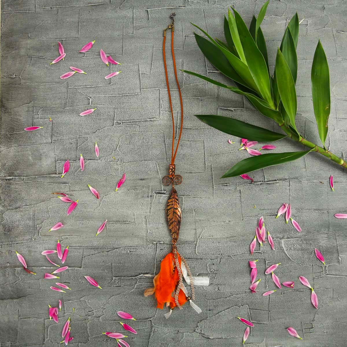 Orange Brass Necklace