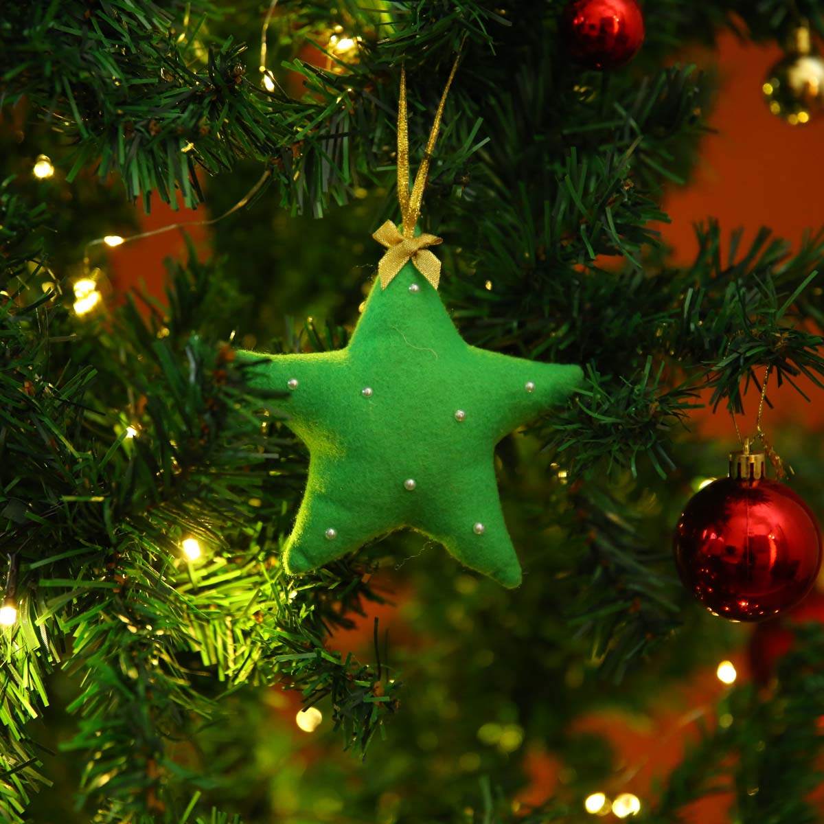 Grinch Green Felt Star Ornament