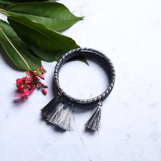 Shades of Grey Tassel Bangles