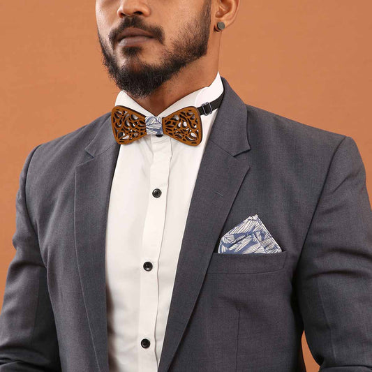 Blue Palms Intricate Bow Tie Set