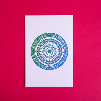 Blue & Green Shaded Lola Mandala Card