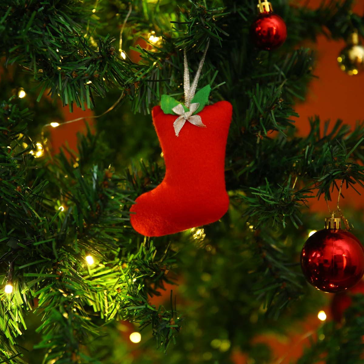 Cranberry Red Felt Stocking Ornament
