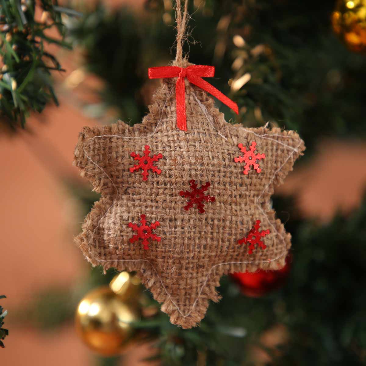 Boho Burlap Star Ornament