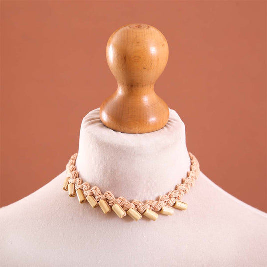 Tan Beads Crochet Necklace