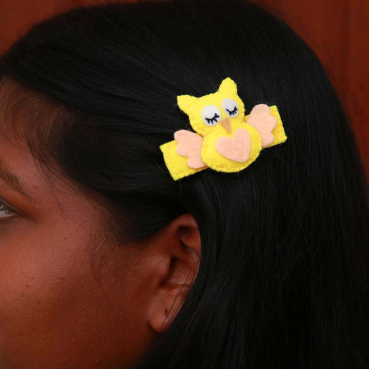 Yellow Owl Hair Clip