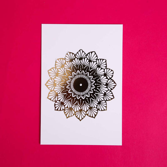Gold Foil Daffodil Mandala Card
