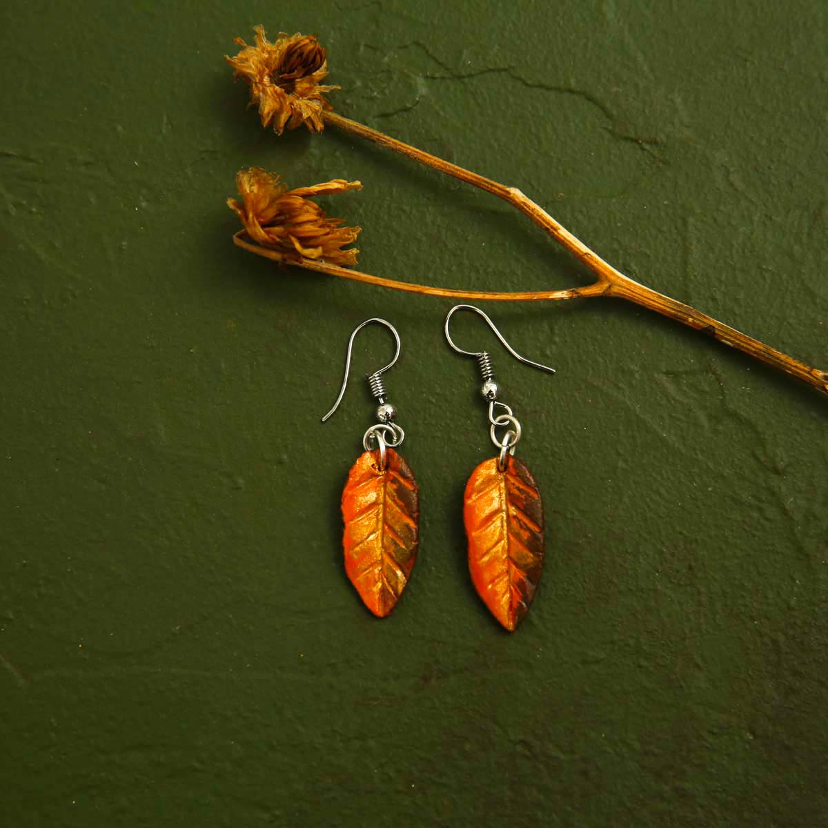 Sunset Leafy Terracotta Earrings
