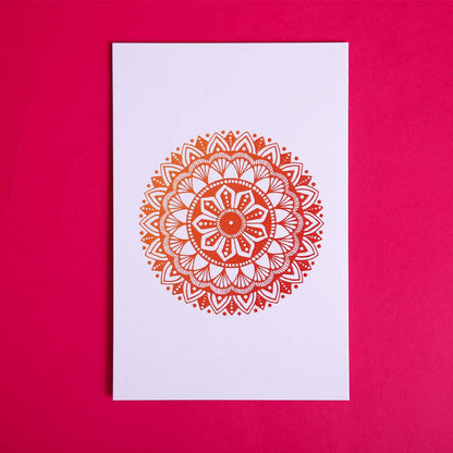 Red & Orange Shaded Luna Mandala Card
