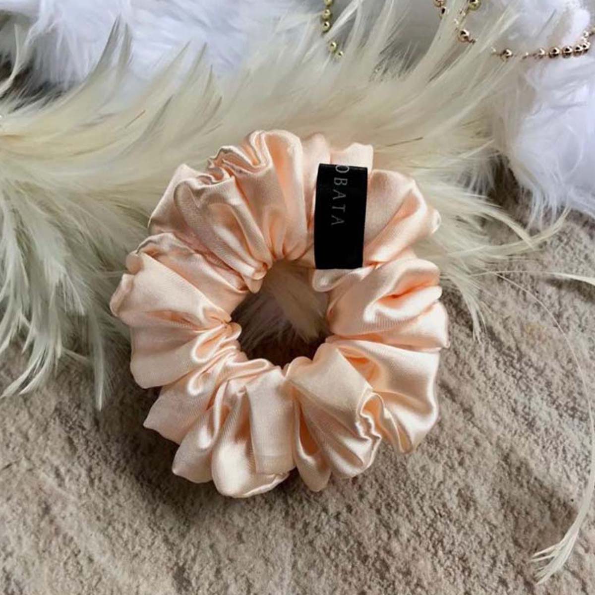 Phenomenal Peach Satin Scrunchie