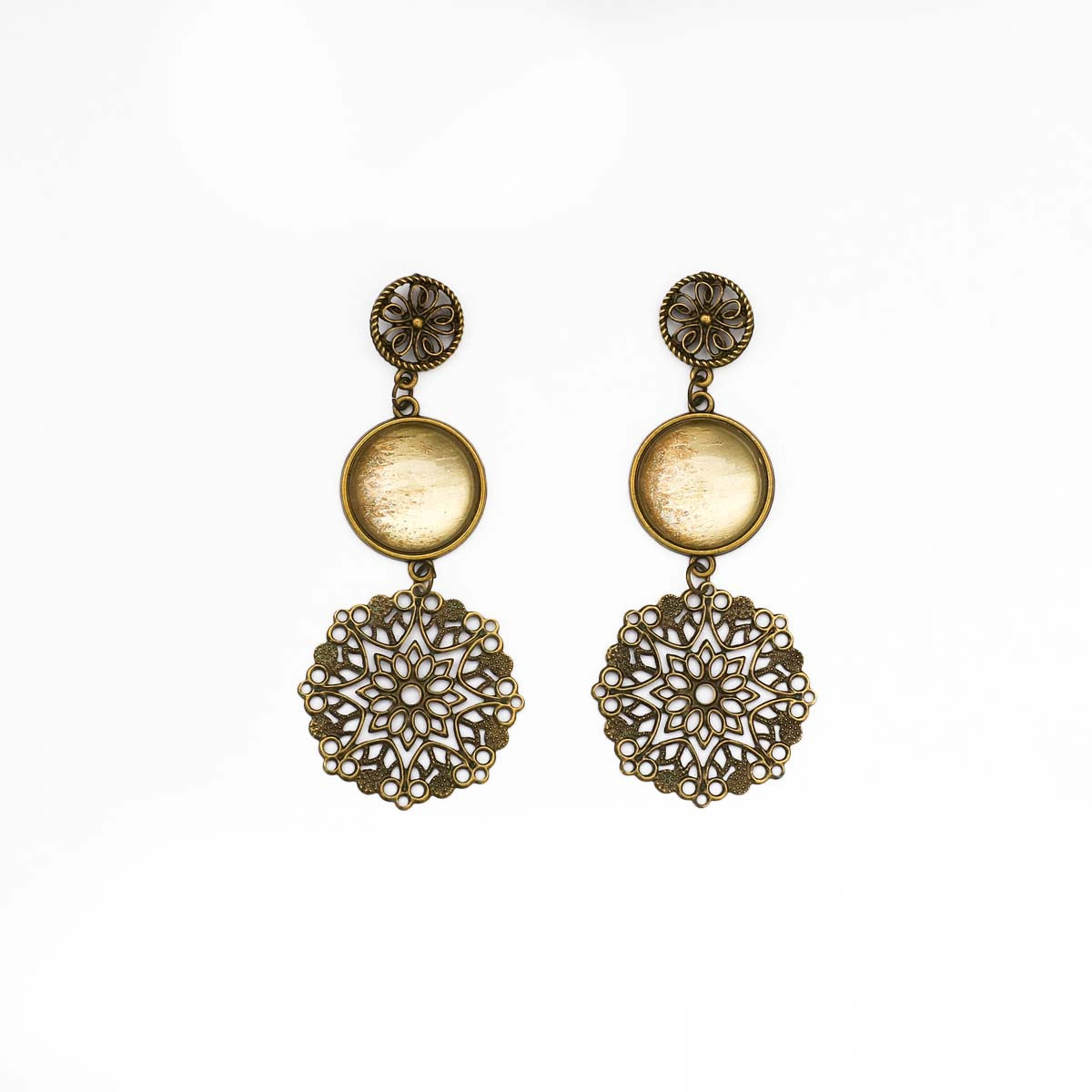 Dull Gold Mandala Earrings