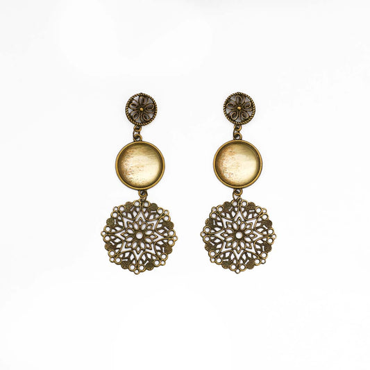 Dull Gold Mandala Earrings