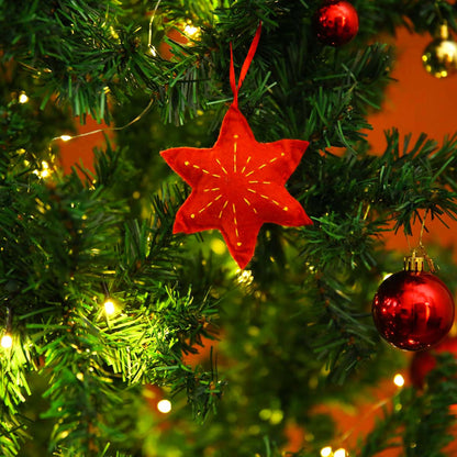 Mistletoe Red Felt Star Ornament
