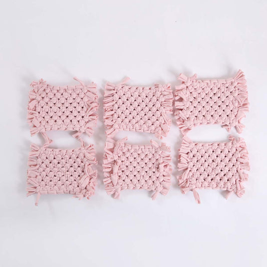 Sea Pink Macrame Coaster Set h