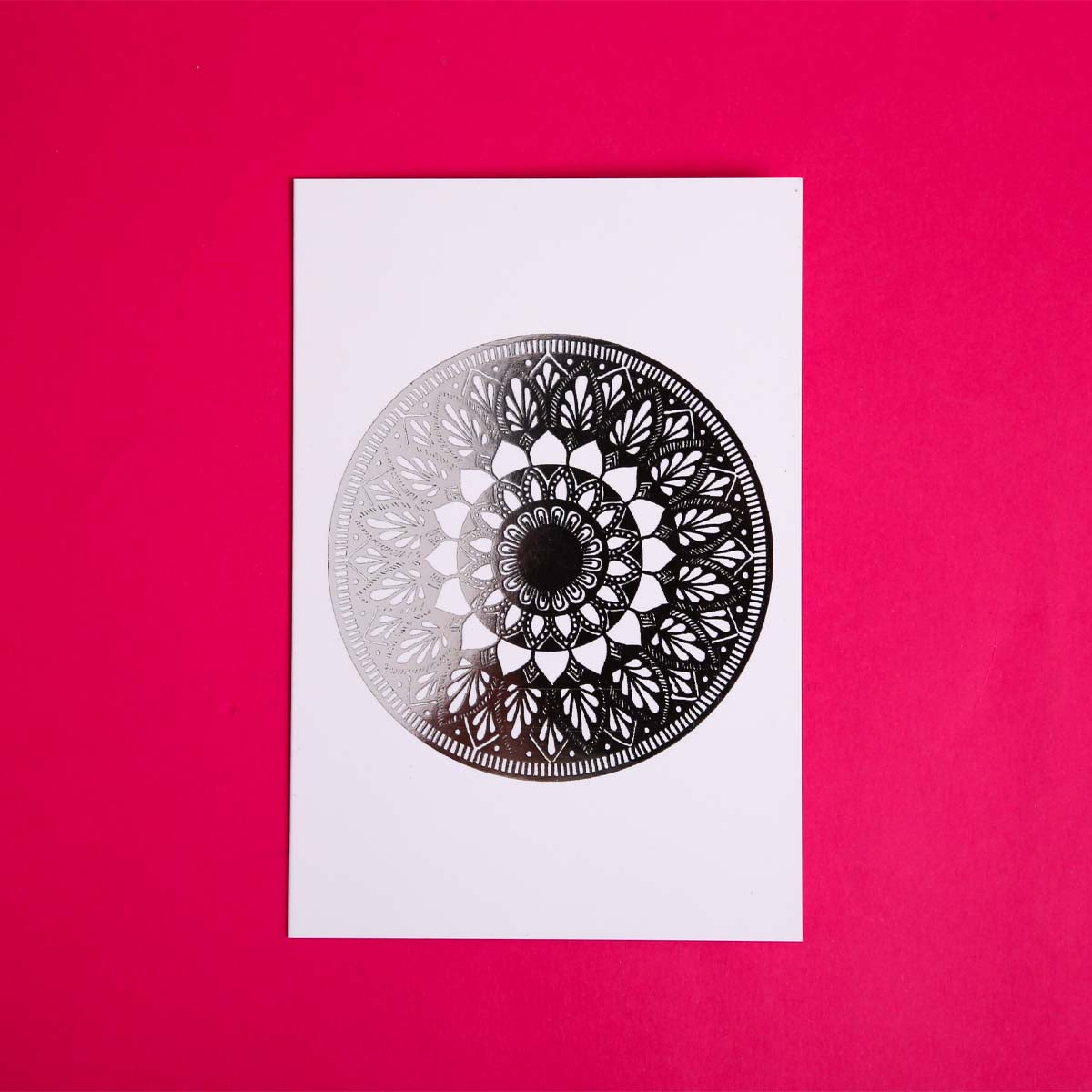 Silver Foil Lazy Daisy Mandala Card