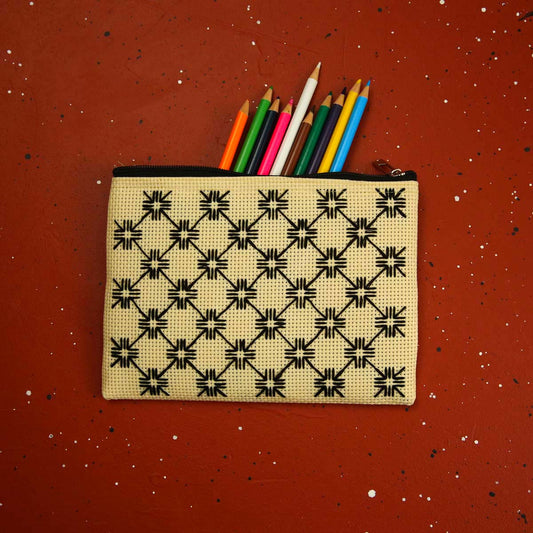 Cream Cross Stitch Purse