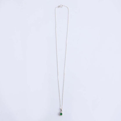 Silver Synthetic Stone Pendant & Chain