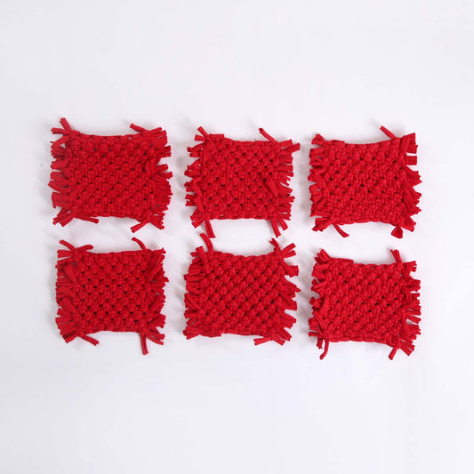 Saffron Macrame Coaster Set