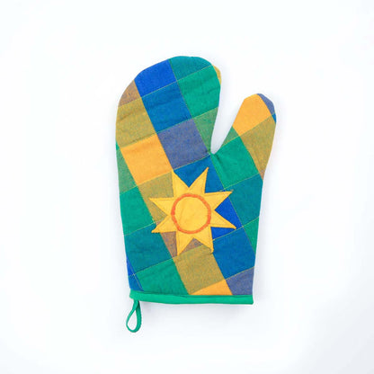 Sun Motif Handloom Oven Mitt