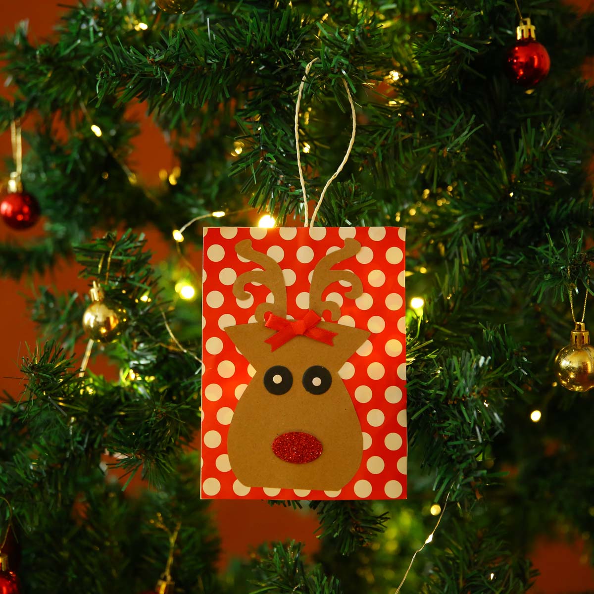 Ruby Red Reindeer Paper Ornament
