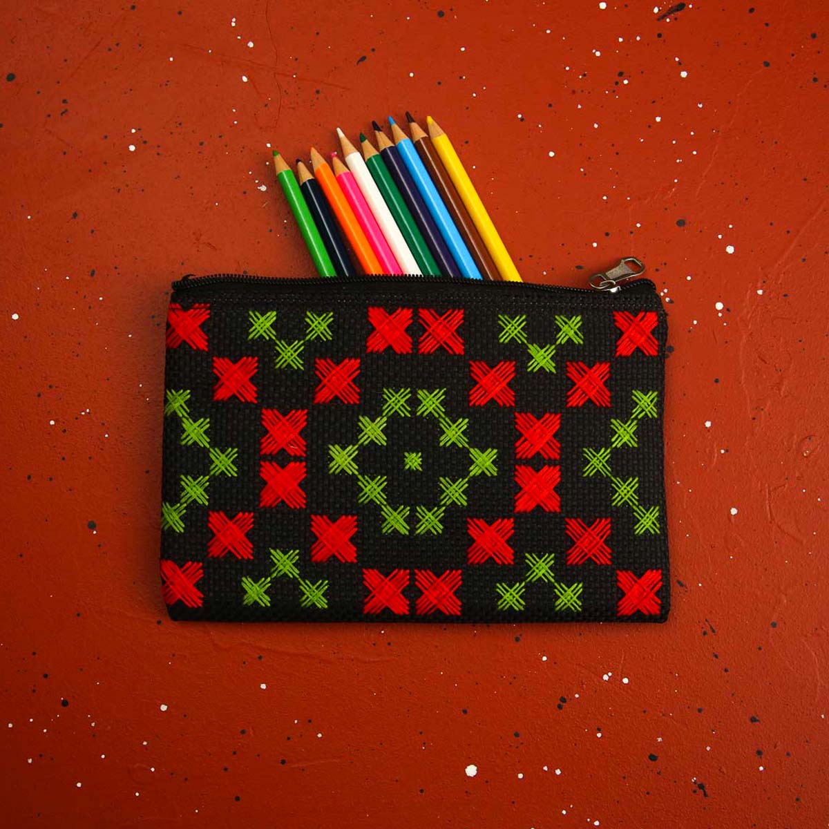 Black Cross Stitch Purse