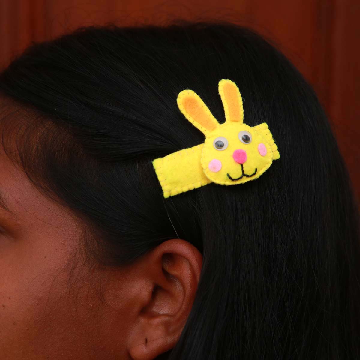 Yellow Rabbit Hair Clip