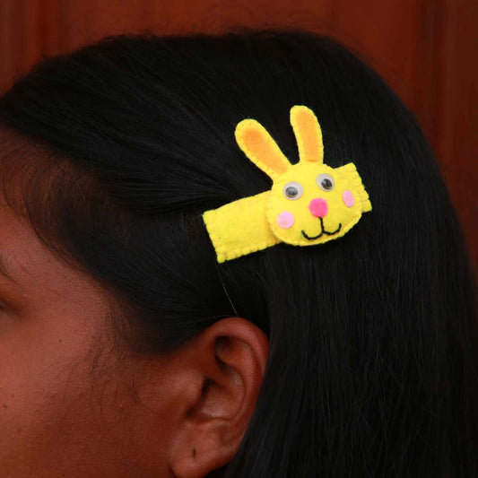 Yellow Rabbit Hair Clip