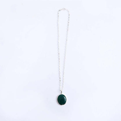 Silver Green Onyx Pendant & Chain