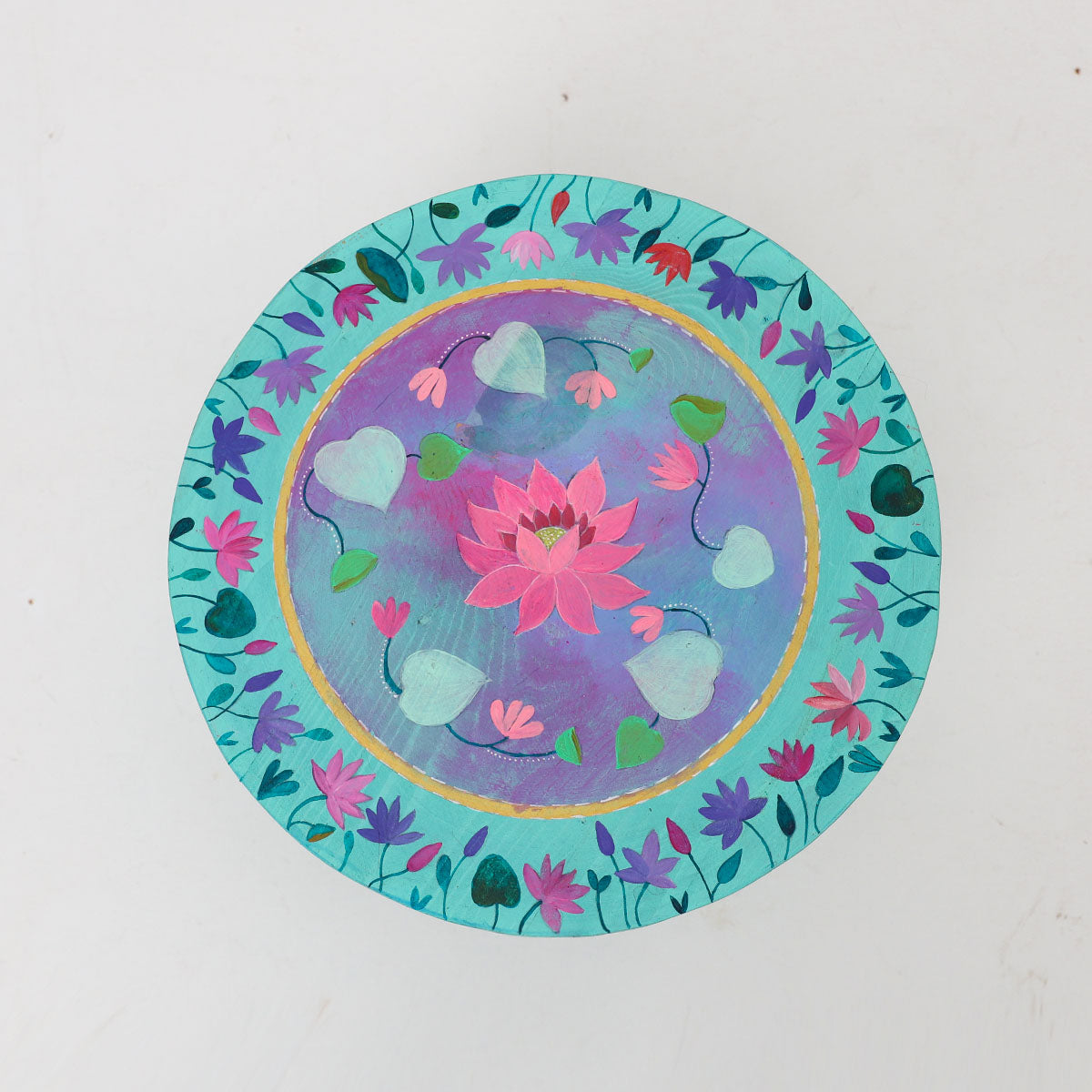 Lotus Pond Wooden Stool