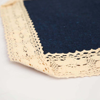 Navy Handloom & Lace Place Mat