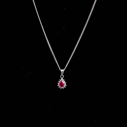 Silver Synthetic Stone Pendant & Chain