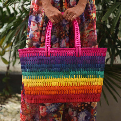 Rainbow Palmyra Shopping Basket