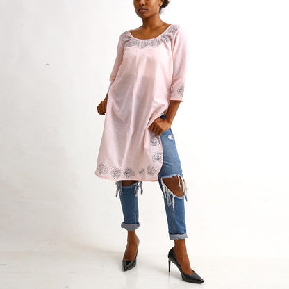 Lavendar Block Printed Kurta Top