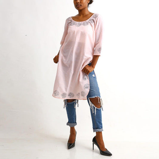 Lavendar Block Printed Kurta Top