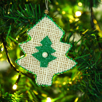 Burlap Christmas Ornament Set