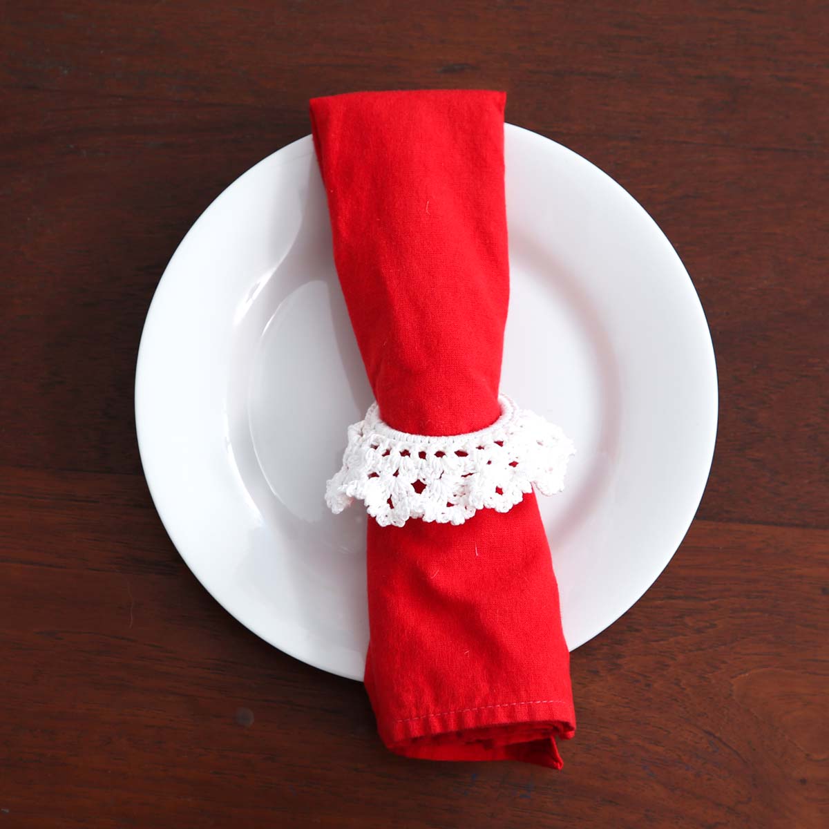 Ivory Crochet Napkin Ring Set