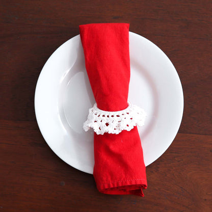 Ivory Crochet Napkin Ring Set