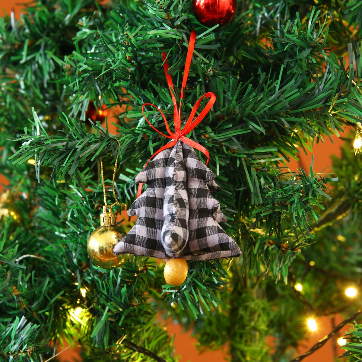 Black Gingham Tree Ornament