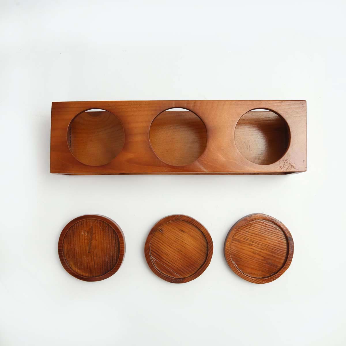 Wooden 3 Glass Holder &amp; Lids