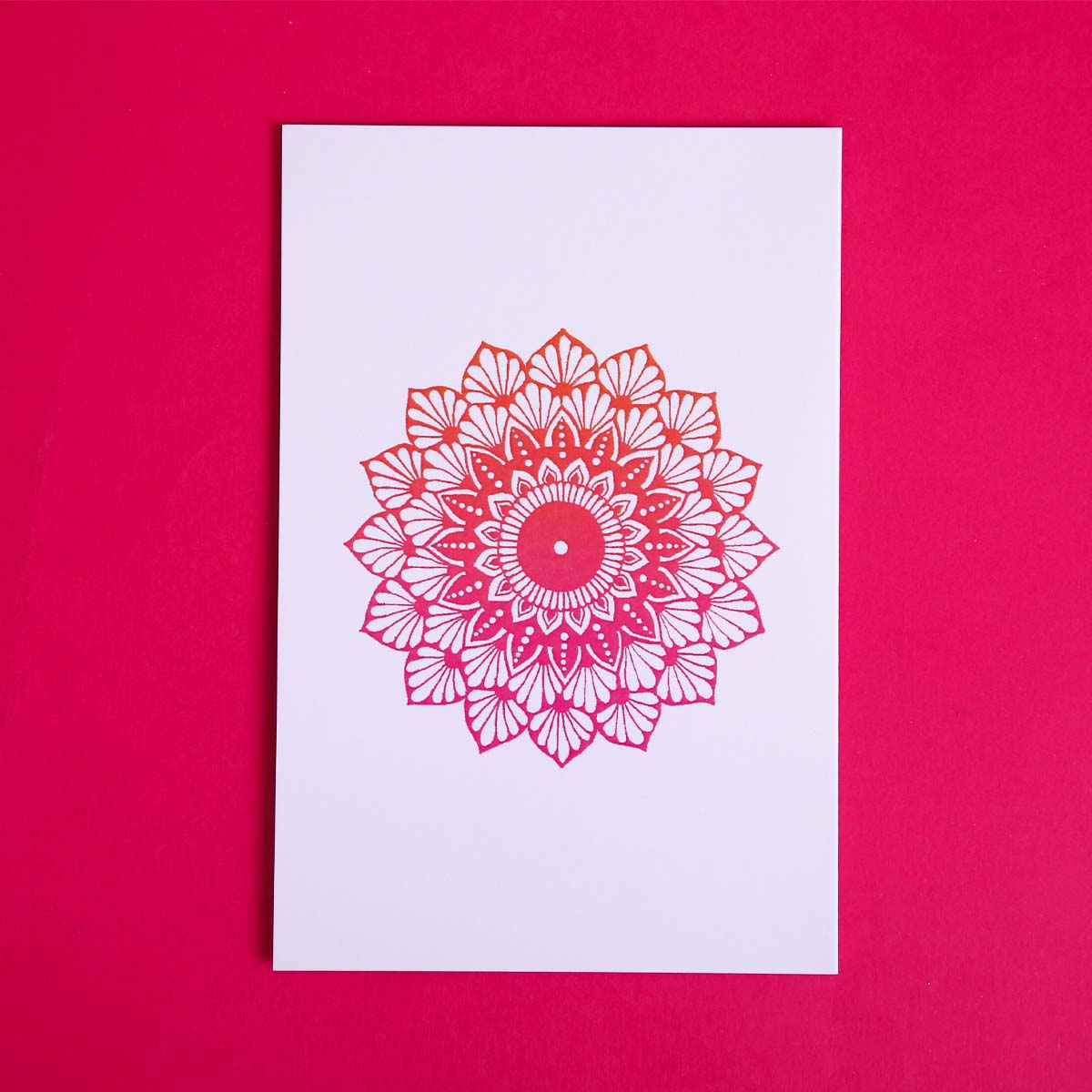 Pink & Orange Shaded Daffodil Mandala Card