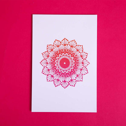 Pink & Orange Shaded Daffodil Mandala Card
