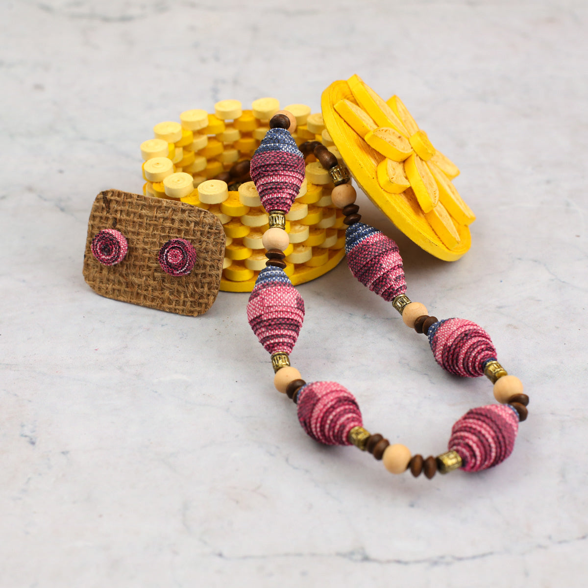 Small Mustard Paper Jewellery Box