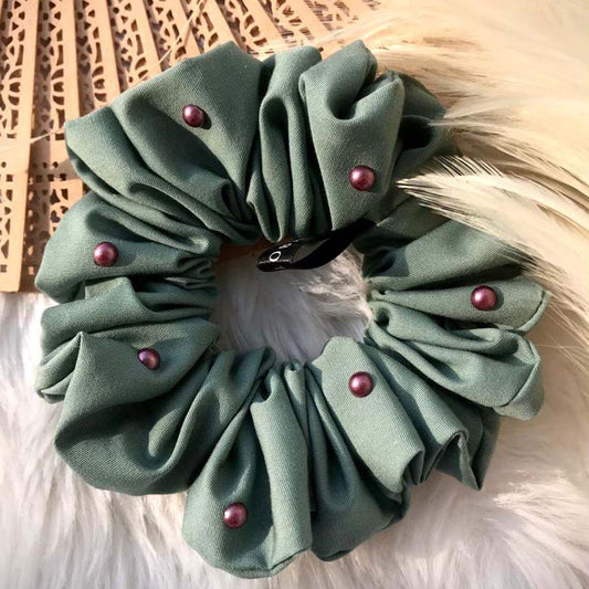Tiffany Blue Cotton Pearl Scrunchie
