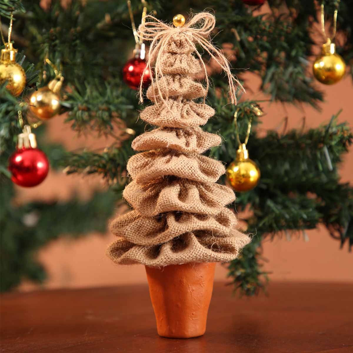 Boho Burlap Mini Christmas Tree